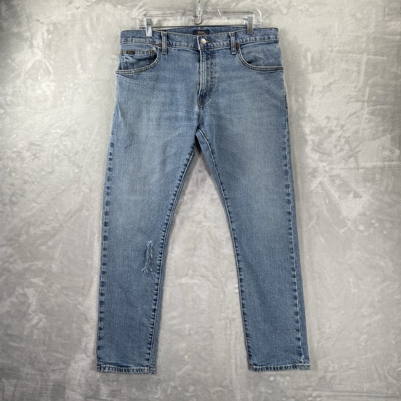 Polo Ralph Lauren Jeans men's 33x29 Sullivan Slim Fit Denim Blue Distressed - Picture 1 of 16